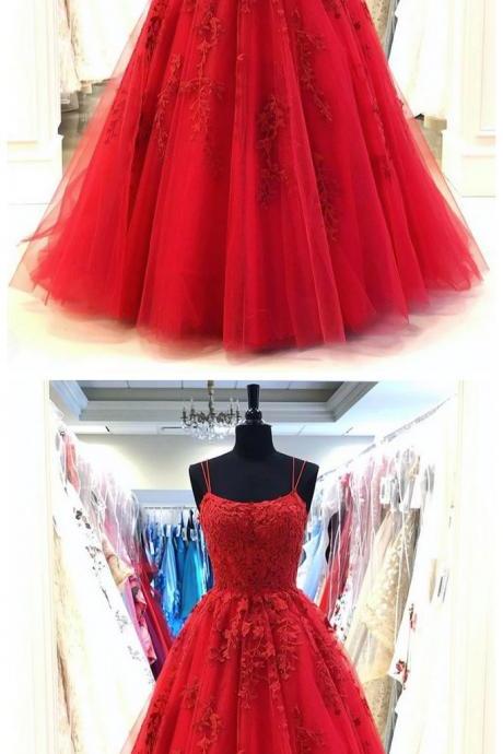 Burgundy Lace Tulle A Line Long Customize Prom Dress With Applique