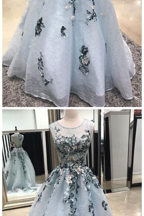 Gray Lace Long Prom Dress, Gray Evening Dress