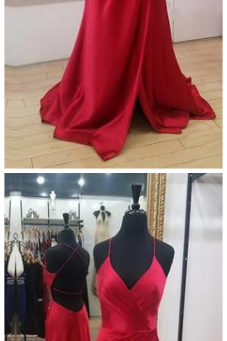 Charming Red Mermaid Prom Dress, Sexy Simple Prom Dresses, Long Evening Dress, Backless Party Gowns