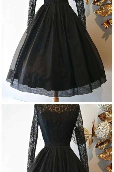 long sleeves black homecoming dress,short homecoming dresses,evening dresses