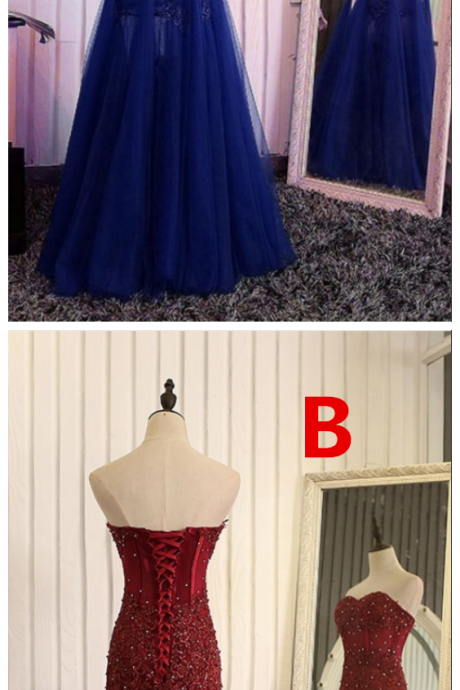 Dark Blue Mermaid Lace Wedding Dress,evening Dresses