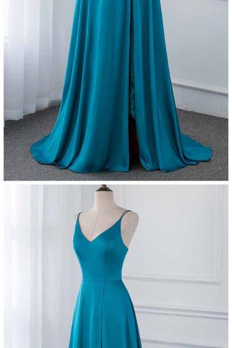 Fashion Fux 220 Emerald Silk Satin Long Prom Dresses Backless Formal Women Evening Gown