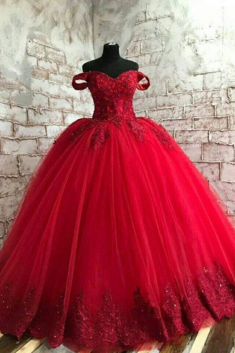 Fashion Lux Red Prom Dress, Gothic Prom Dress, Red Lace Prom Dress