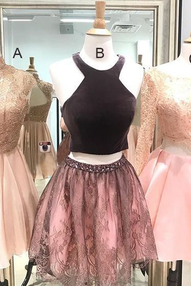 Fashion Lux Mismatched Homecoming Dresses,blush Pink Homecoming Dresses, Two Piece Homecoming Dresses