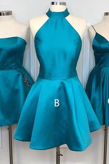 Fashion Lux Teal Soft Satin Mismatched Homecoming Dresses