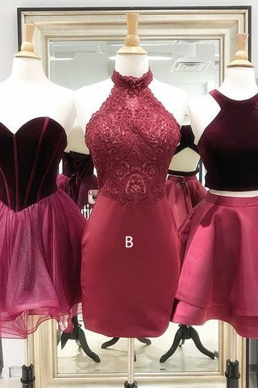 Fashion Lux Burgundy Homecoming Dresses, Mismatched Homecoming Dresses