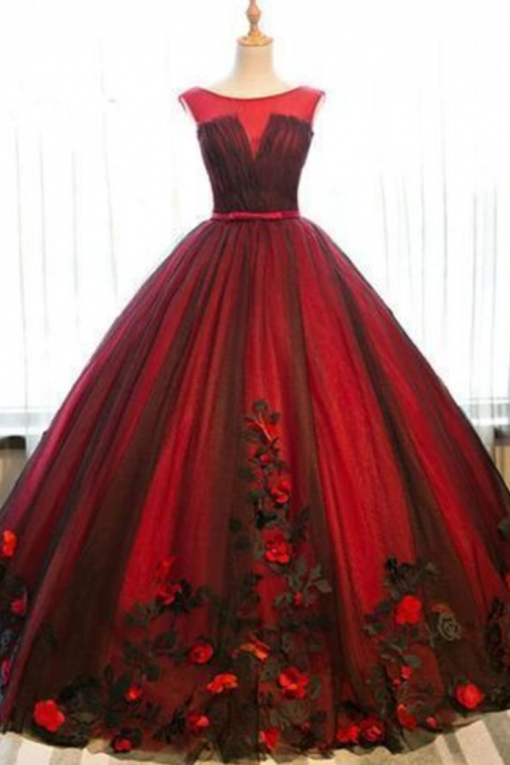 Fashion Lux Modest Wine Red Formal Appliques Quinceanera Dresses Lace-up Ball Gowns Prom Dresses