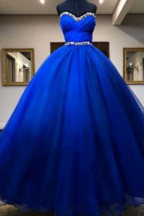 Fashion Lux Fashion Sweetheart Neck Dark Blue Tulle Ball Gown Prom Dress, Formal Evening Dress