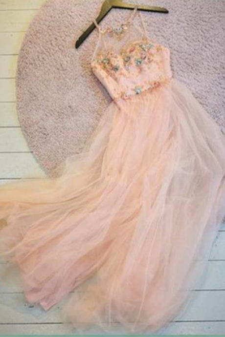Halter Prom Dresses, Beaded Custom Dresses Prom Dress