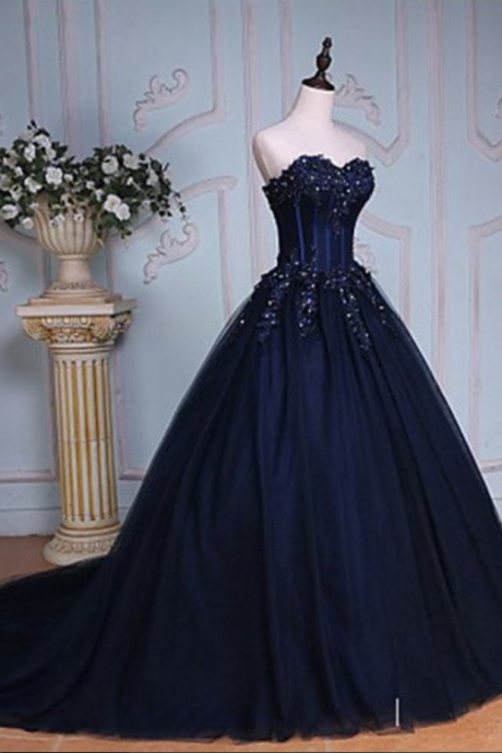 Dark Navy Prom Dress ,royal Blue,sexy,sweetheart Long Prom Dresses,charming Prom Dresses,evening Dress Prom Gowns