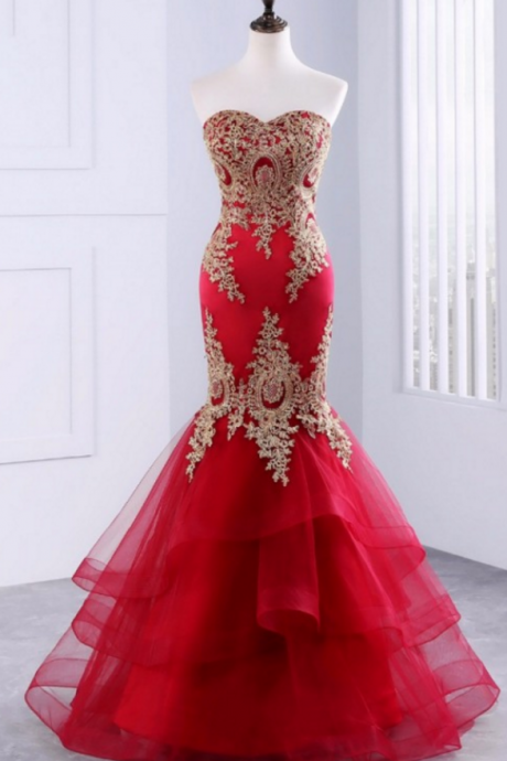 Mermaid Prom Dresses, Prom Dresses Prom Dresses,Red Red Prom Dresses 