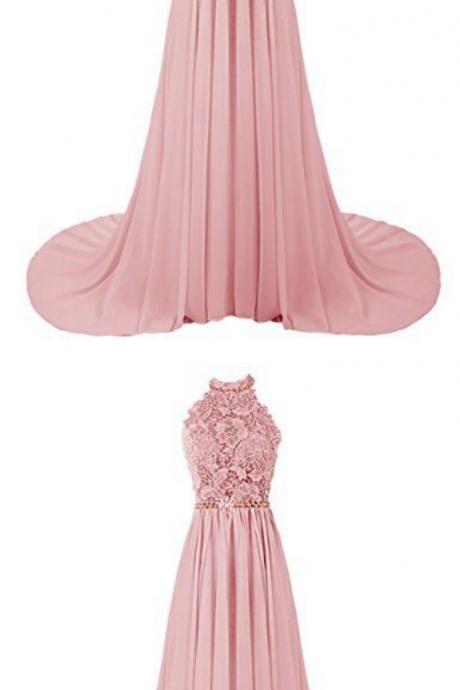 Pink Formal Dress, Prom Dress,pink Lace Long Prom Dresses,elegant A-line Lace Long Evening Dresses,fashion Dress For Teens