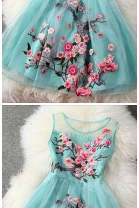 Embroidery, Flower ,Organza, Party Dress ,Embroidery, Prom Dress,Party Dress ,Graduation Dress,Sweet Dresses