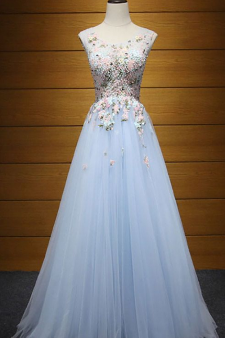 Exquisite Ball-gown, V-neck, Floor-length ,tulle Prom Dress With Beading, Evening Dress, Chiffon Prom Gown , Evening Gowns
