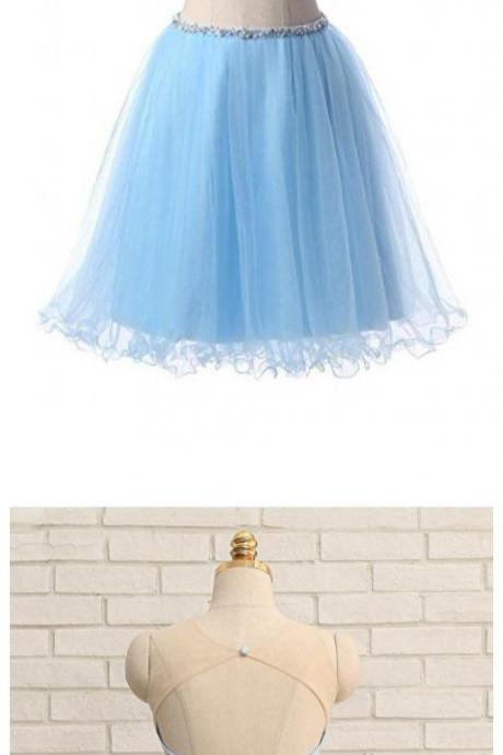 Tulle Short Two Pieces Rhinestone Prom Homecoming Party Dresses Homecoming Dresses ,sexy Formal Evening Dress,custom Made