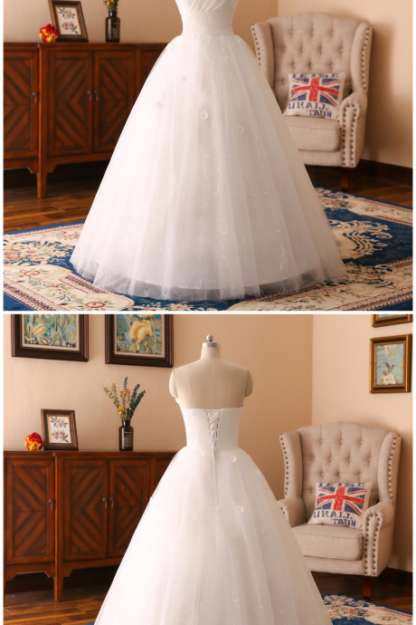 A-line Lace Beadings Pleated Applique Wedding Dress ,sexy Sweetheart Neck Wedding Dress , Luxury Beading Sleeveless Wedding Dress, Floor Length