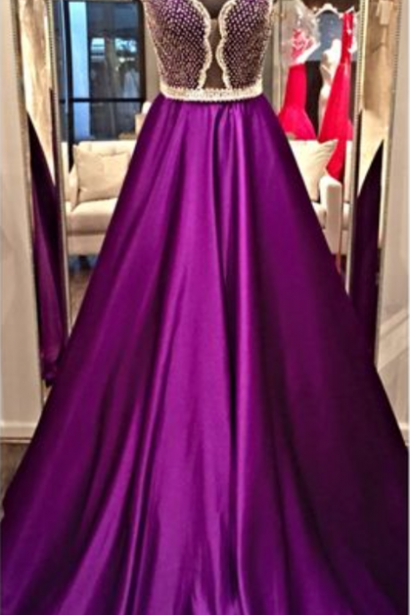 Custom Made Charming Purple Prom Dress, Sexy Sweetheart Evening Dress, Sleeveless Beading Prom Dress,satin Mermaid Formal Gowns, Prom
