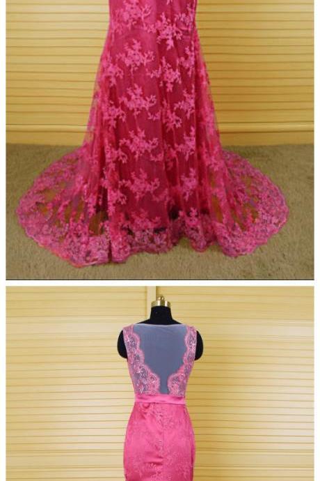 Long Prom Dress, Lace Prom Dress, Pink Prom Dress, Mermaid Prom Dress, V-neck Prom Dress, Prom Dress, Evening Dress