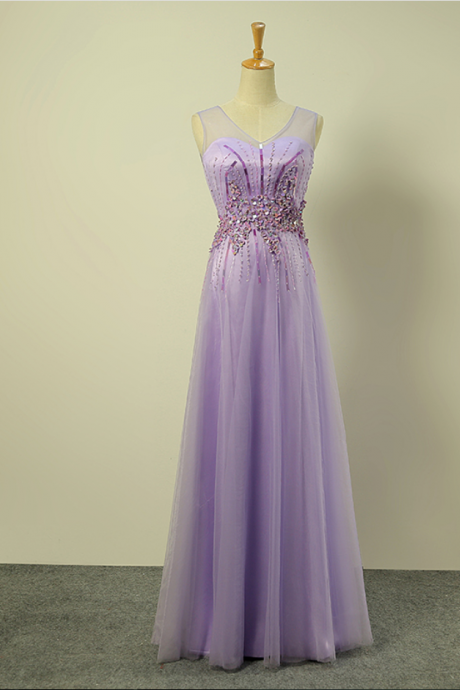 Sparkly Floor Length Light Purple V Neck Sequined Prom Dresses 2016 - Evening Gowns, Formal Dresses