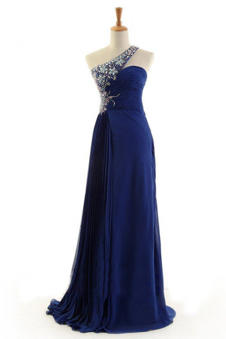 Royal Blue Prom Dress,one Shoulder Prom Dress,sexy Evening Gowns,party Dress,chiffon Prom Dress,long Prom Dresses,2016 Prom Dresses