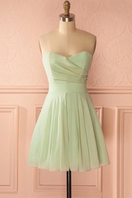 Short Prom Dress, Short Prom Gowns,Sage Green Prom Dress, Homecoming Dresses,Strapless Prom Dresses,Cheap Evening Gowns