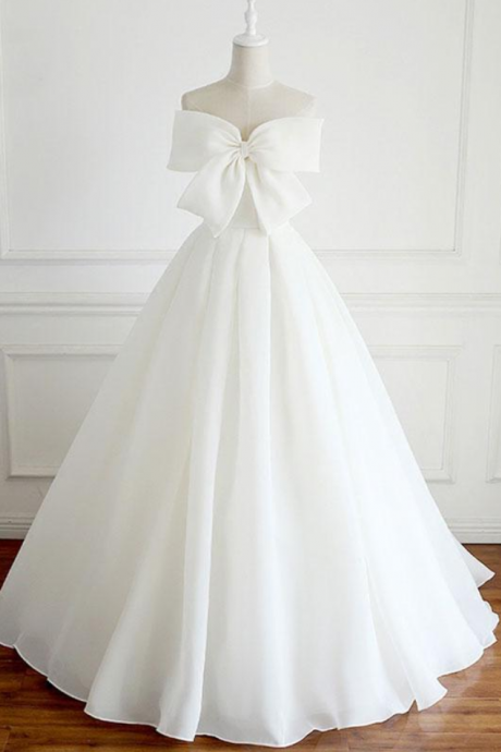 White Sweetheart Long Prom Dress, White Formal Dres