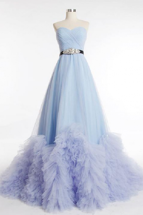Strapless Tulle A-line Princess Formal Evening Dress