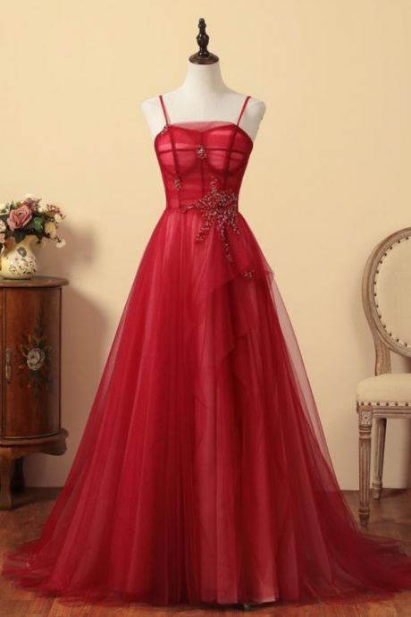 Party Dress A-line Bridesmaid Dress Long Spaghetti Strap Wedding Dress Backless Quinceanera Dresses Lace Up Formal Event Dress