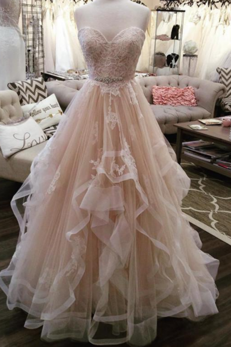 Tulle Lace Long Prom Dress, Evening Dress