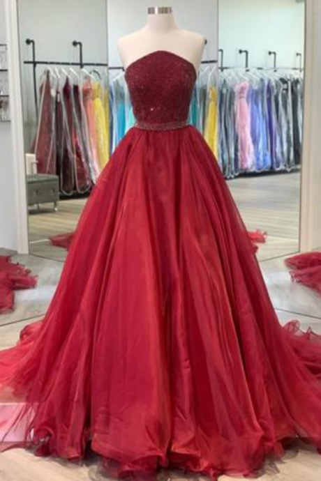 Charming A Line Strapless Long Prom/evening Dress With Beading