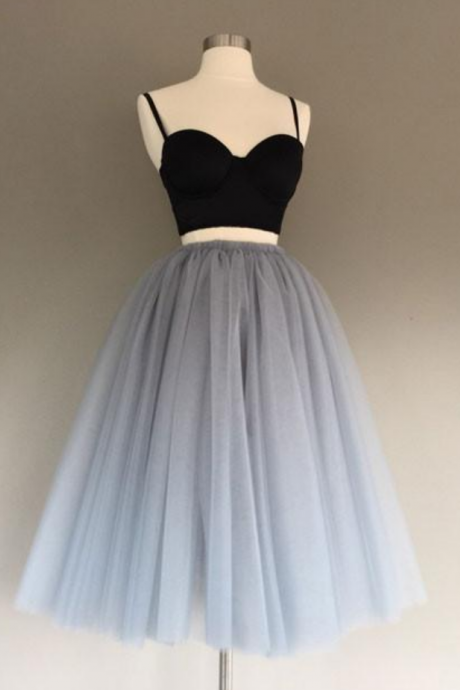 Tulle Two Pieces Short Prom Dresses, Cute Homecoming Dress