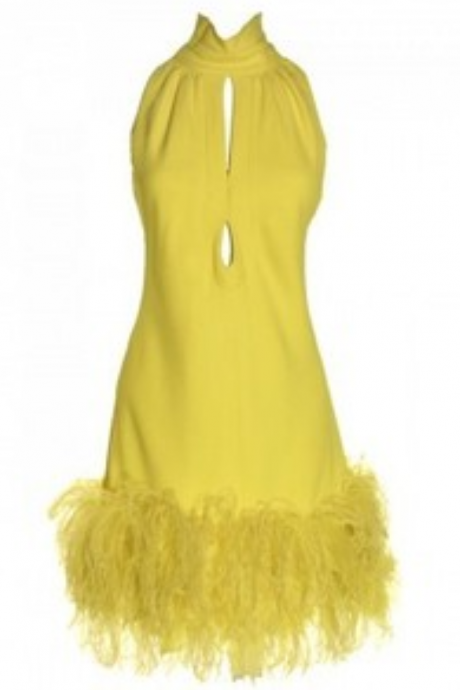 Yellow Prom Dress,High Collar Prom Dress,Fashion Homecoming Dress,Sexy Party Dress,Custom Made Evening Dress