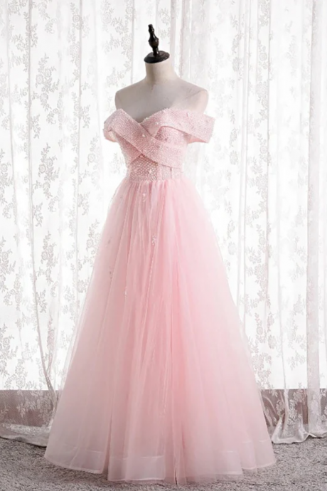 ! Prom Dress Decorated With Pearls For Women, Quinceanera Dress, Prom Dress Off Shoulder For Special Night, Fairy Dress Women