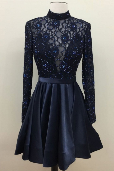 Sparkly Beaded Long Sleeve Prom Dresses, Elegant Prom Dresses, Evening Dress, Homecoming Dress