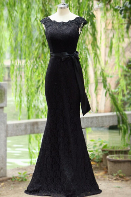 Black Prom Dress,mermaid Prom Dress,lace Prom Gown,simpleprom Dresses,sexy Evening Gowns,cap Sleeves Evening Gown,modest Party Dress For Teens