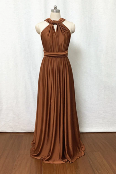 Burnt Orange Jersey Convertible Dress Bridesmaid Maxi Dress
