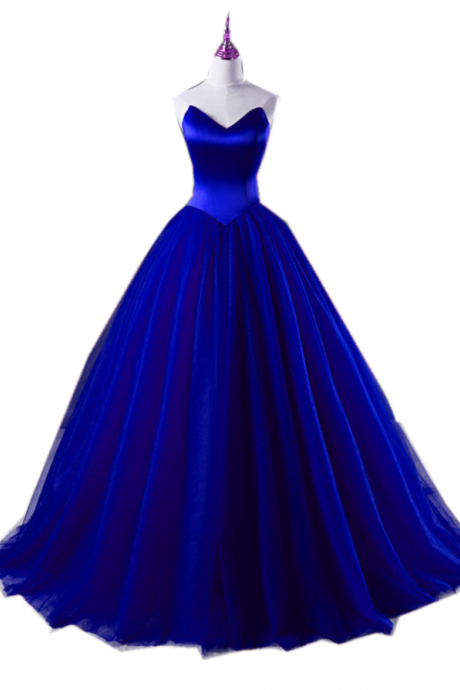 Royal Blue Sweetheart Floor Length Tulle Ball Gown, Prom Gown, Formal Gown
