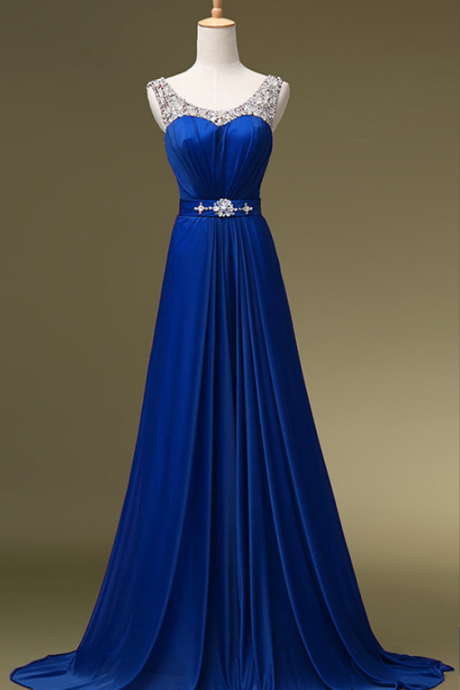 Chic A-line Prom Dresses ,royal Blue Prom Dresses,royal Blue Evening Gowns,beaded Party Dresses,evening Gowns,formal Dress For Teen