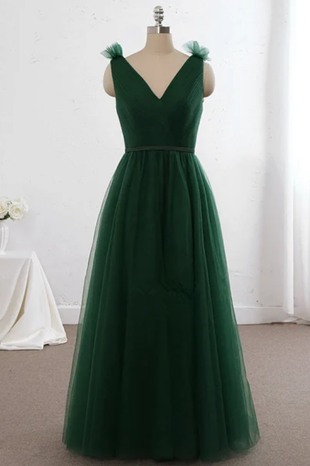 Simple Green Tulle Prom Dress Formal Evening Dress Prom Dresses Girl Graduation Party Dress For Girls Homecoming Dress