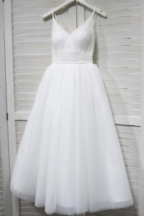 Prom Dresses Spaghettis Trap Wedding Dress,white Bridsmaids Dress,simple Prom Dress