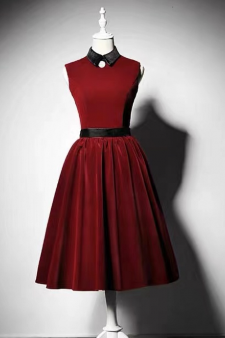 Prom Dresses Burgundy Bouffant Dress, Vintage