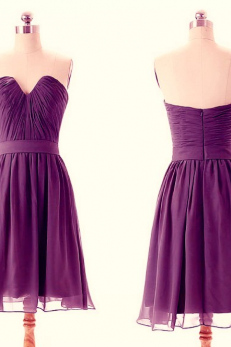 Purple Short Bridesmaid Dress, Beautiful Simple Bridesmaid Dresses, Party Dress