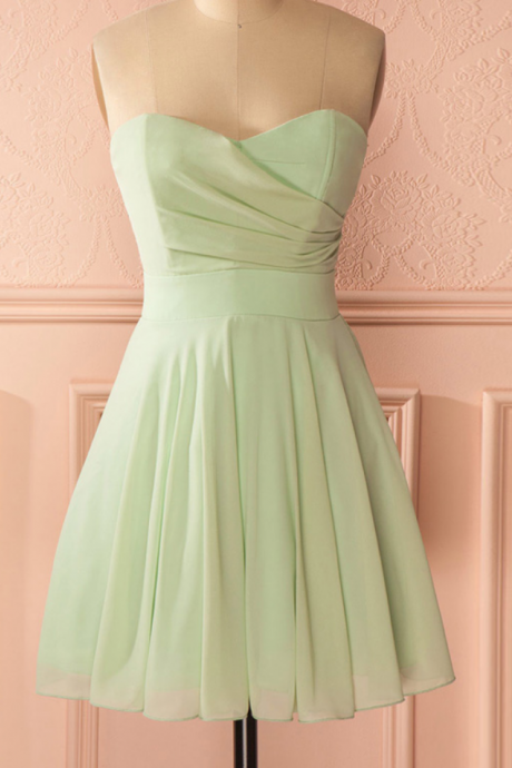 Homecoming Dresses Short Prom Gowns,sage Prom Dress, Homecoming Dresses,strapless Prom Dresses