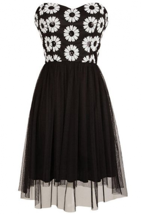 Floral Prom Dress,black Prom Dress,mini Prom Dress,fashion Homecoming Dress,sexy Party Dress, Style Evening Dress