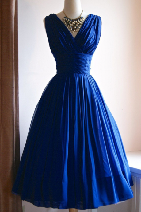 Royal Blue Vintage Dress Short