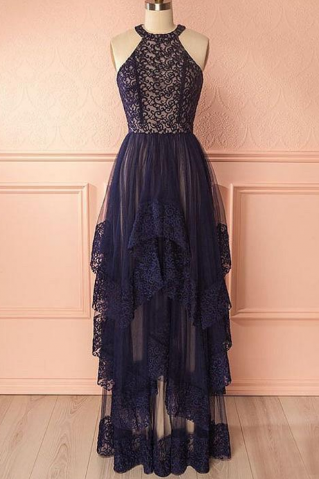 Prom Dresses A Line Tulle Lace Long Prom Dress, Lace Evening Dress