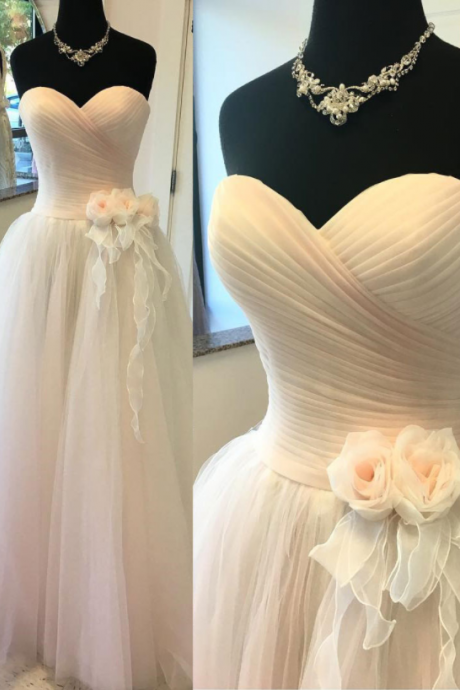 A- line Princess Sweetheart Neck Strapless Bridal Dresses