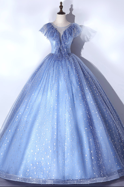Dream dark blue starry sky dress adult gift fluffy dress mesh dress