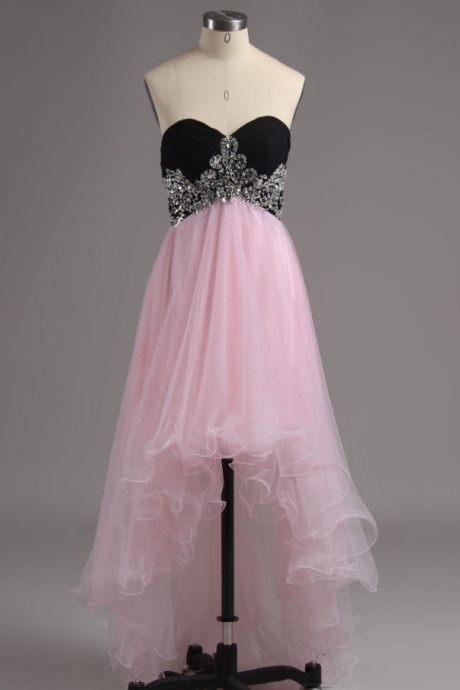 High Low Prom Dress, Pink Prom Dress, Elegant Prom Dress, Beaded Prom Dress, Sexy Prom Dress, Prom Dresses 2022, Long Prom Dress, Prom Dress