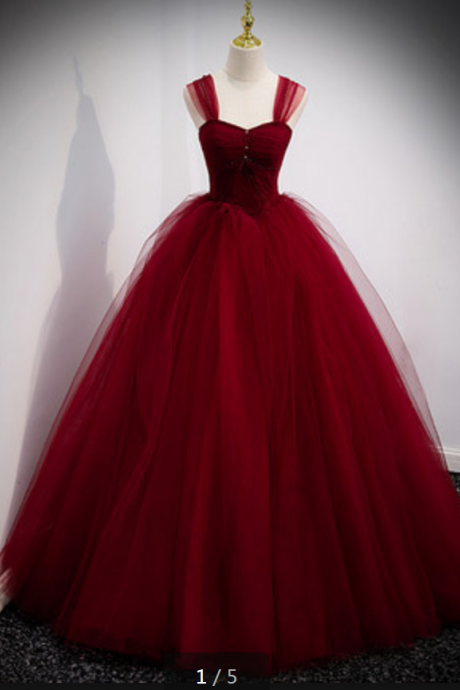 High-end Princess Pompous Dress Red Wedding Dress Fairy Gas Dress Evening Dress
